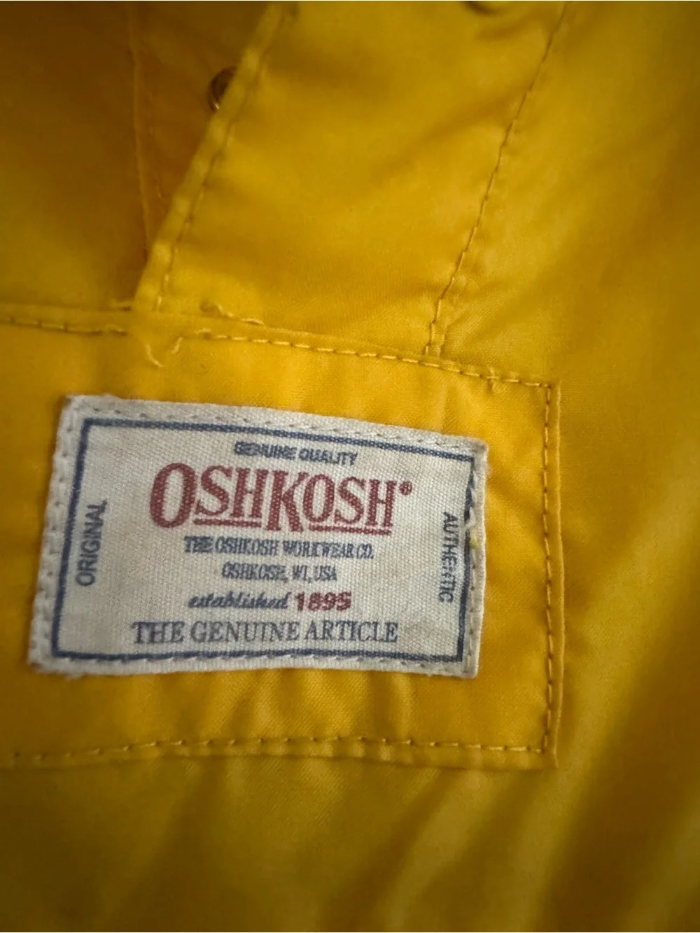 OshKosh B'gosh Classic Yellow Kids Hooded Rain Jacket 4/5 T